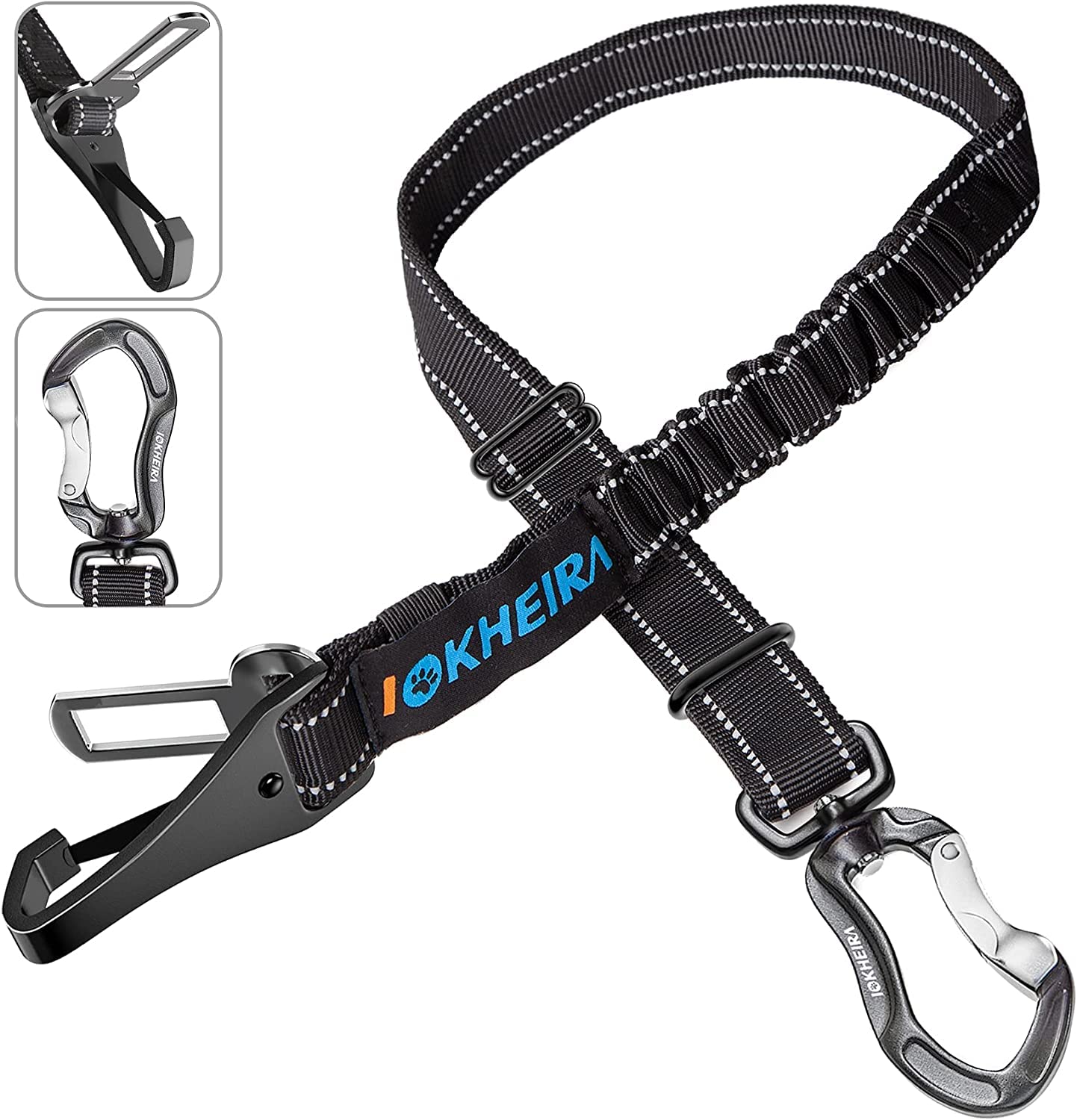 IOKHEIRA ceinture chien double boucle offre une fixation universelle et sécurisée pour chaque véhicule.