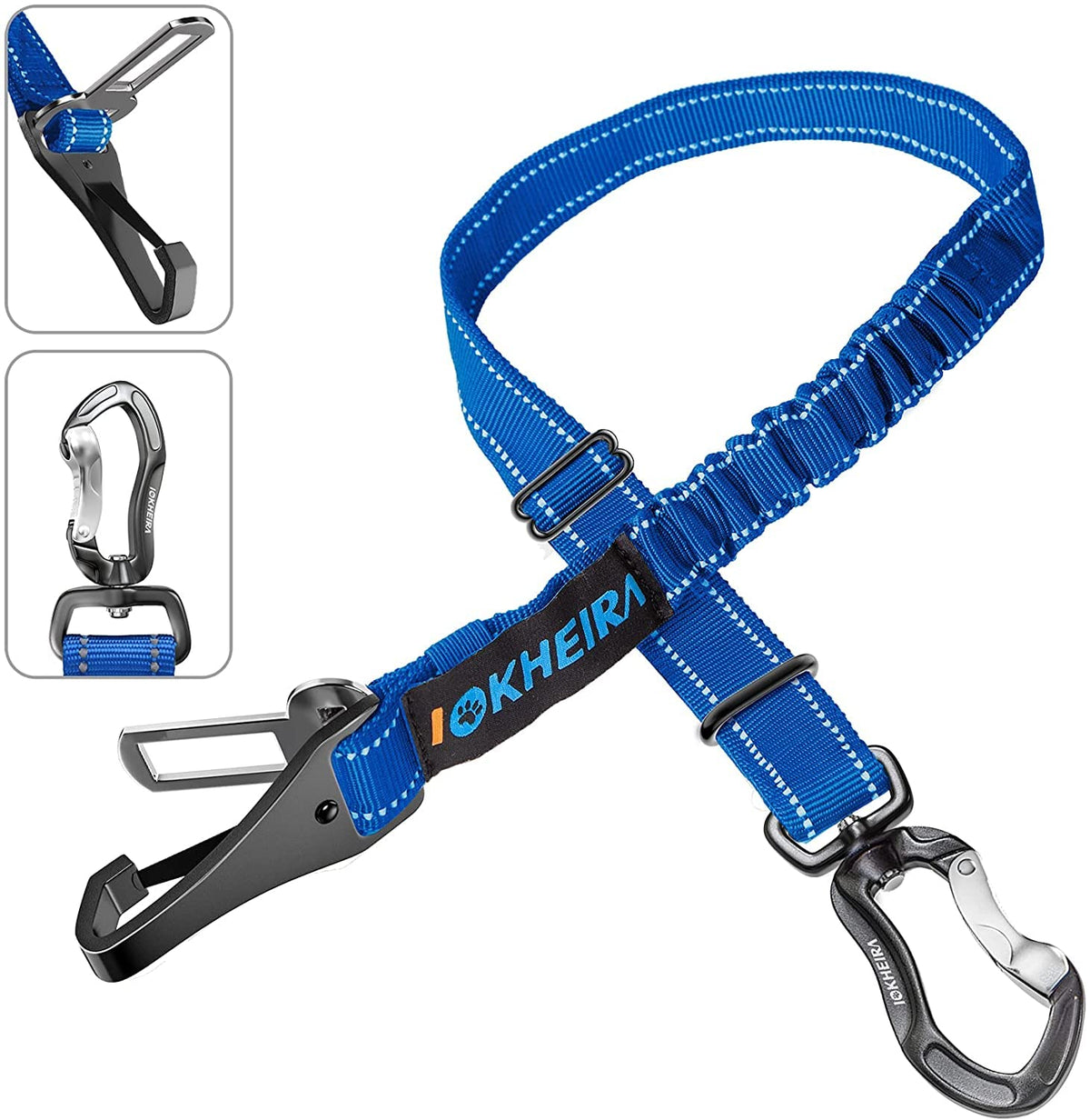 IOKHEIRA Ceinture sécurité chien reglable et réfléchissante prête pour la route.