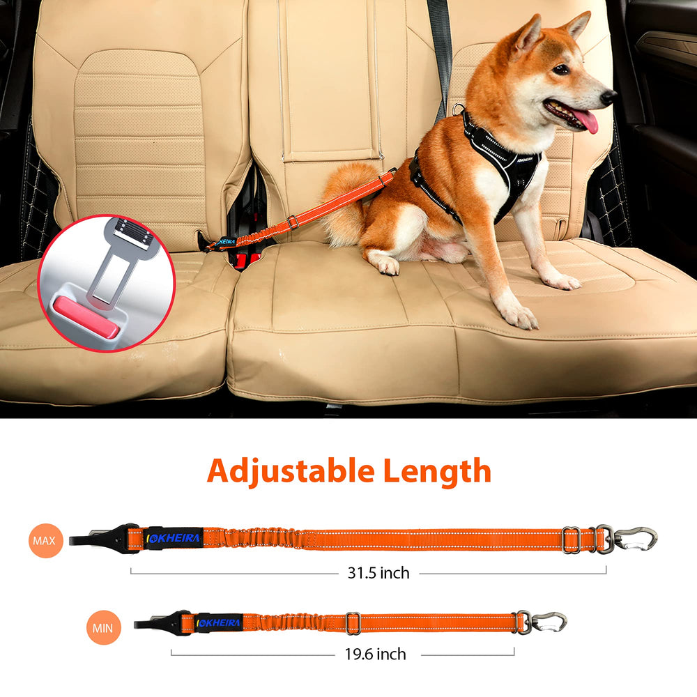 IOKHEIRA Orange: harnais-ceinture chien, sécurité pour les trajets en voiture.