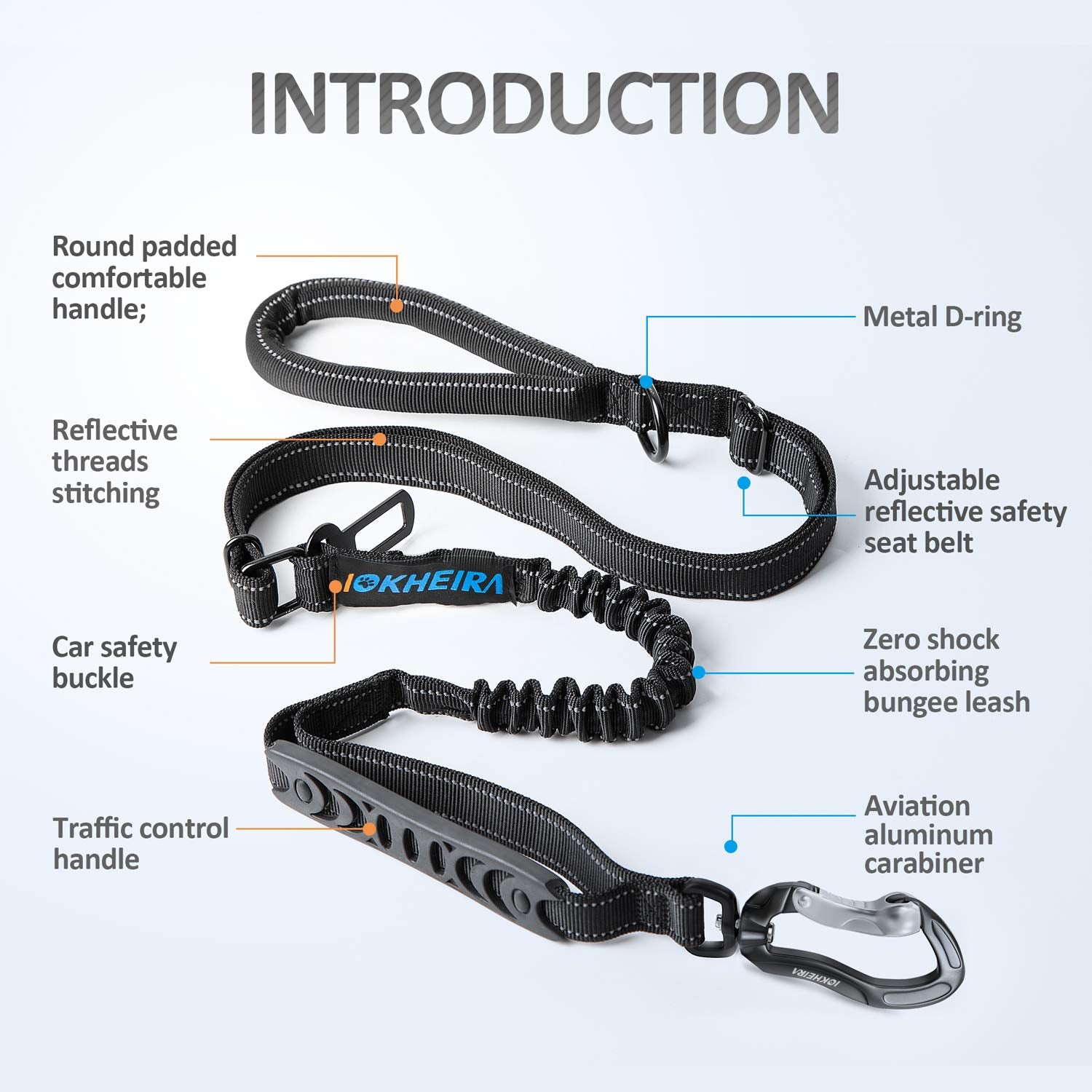IOKHEIRA longe avec boucle auto pour fixation sécurisée en voiture.