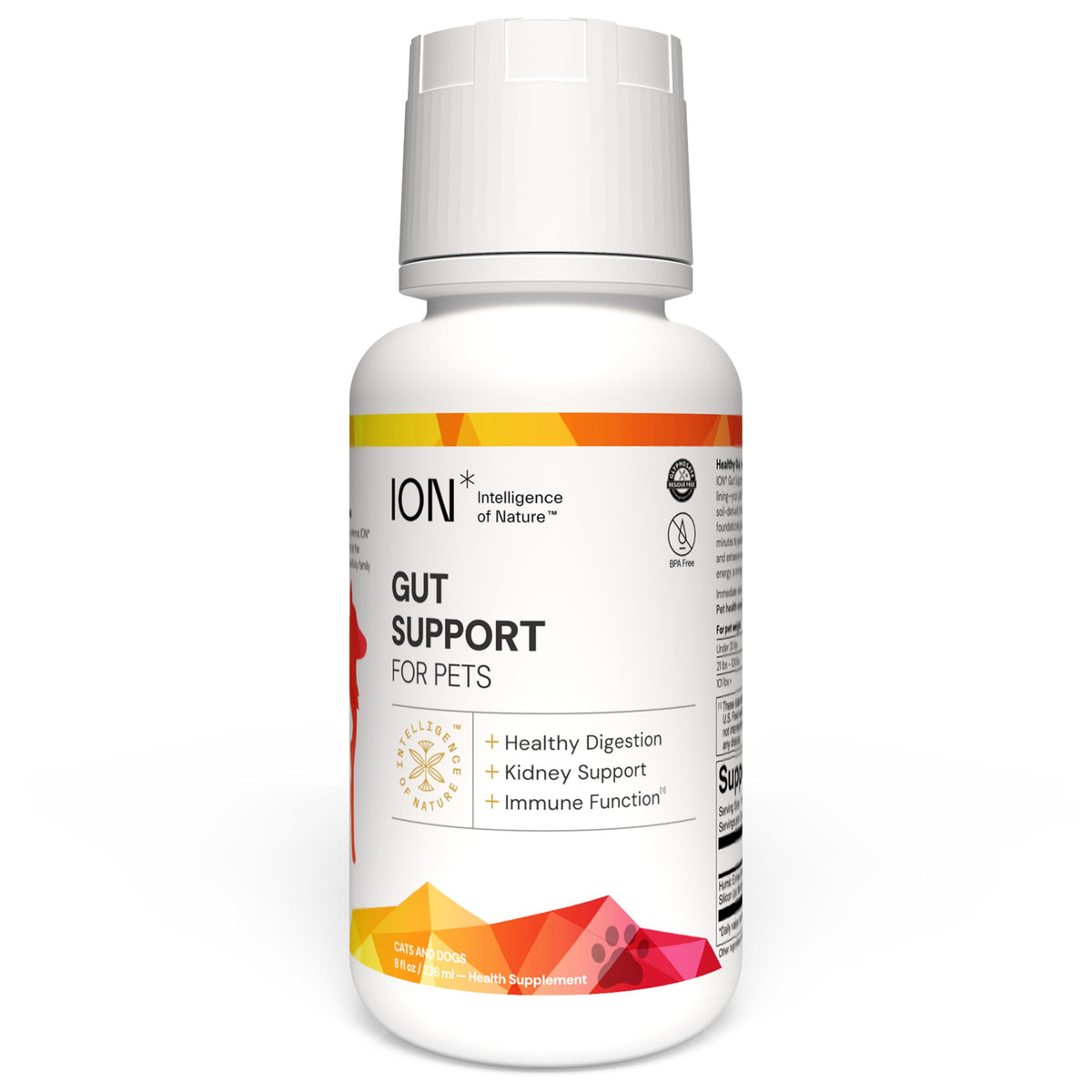 ION* Intelligence of Nature, flacon-gouttes, soutien intestinal pour chiens et chats.