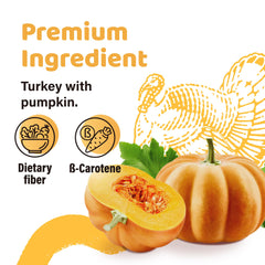 Friandises ipaw dinde braidee potiron, petits morceaux faciles à partager.