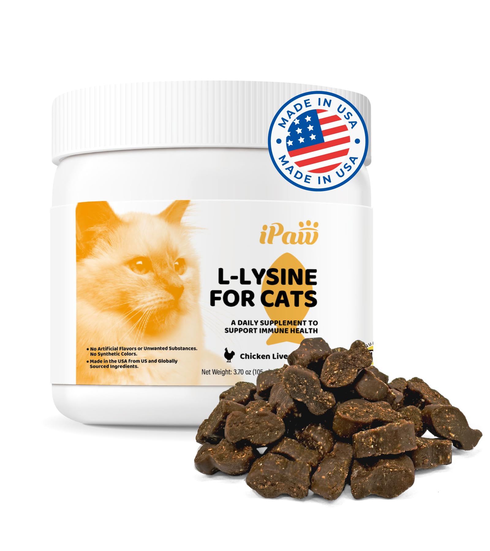 iPaw L-Lysine Chews pour chats : boîte pratique et facile à partager au quotidien