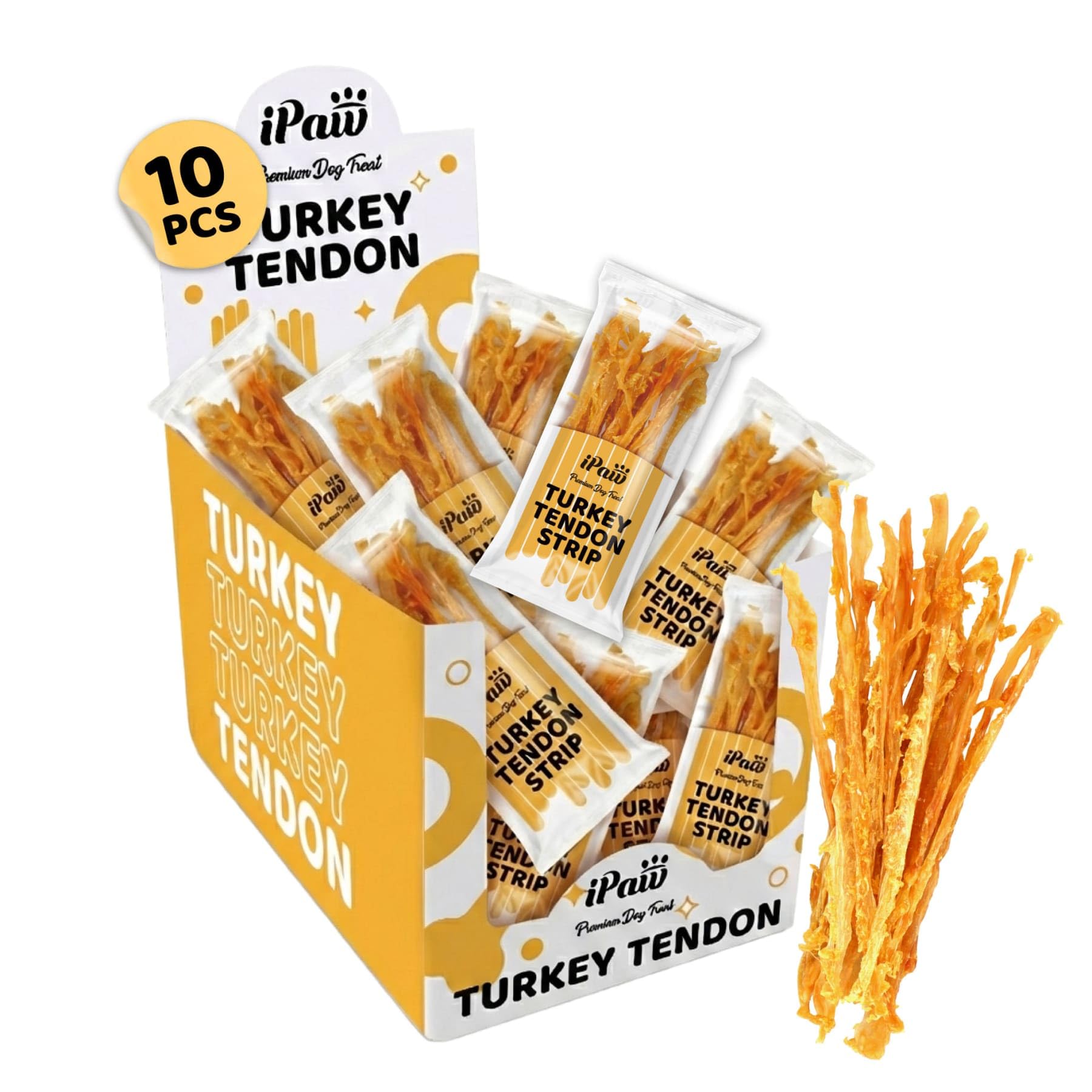 Ipaw tendon dinde emballage clair et premium, facile à stocker.