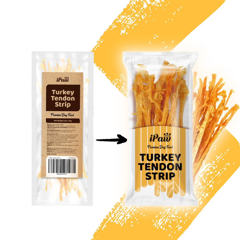 iPaw Tendons de dinde – Emballage soigné et sans additifs pour une provenance transparente.