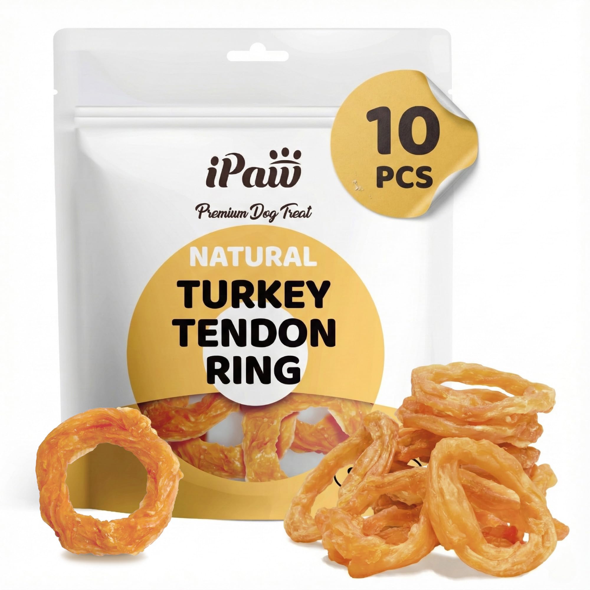 iPaw Tendons de dinde petit anneau : friandise hypoallergénique et naturelle pour chiens.