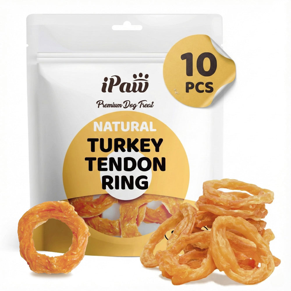 iPaw Tendons de dinde petit anneau : friandise hypoallergénique et naturelle pour chiens.