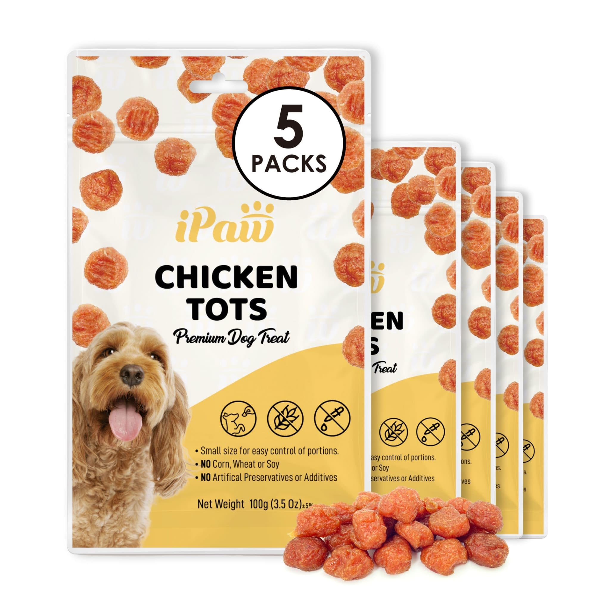 iPaw Tots Poulet pack 5, récompense idéale pour l'entraînement quotidien.