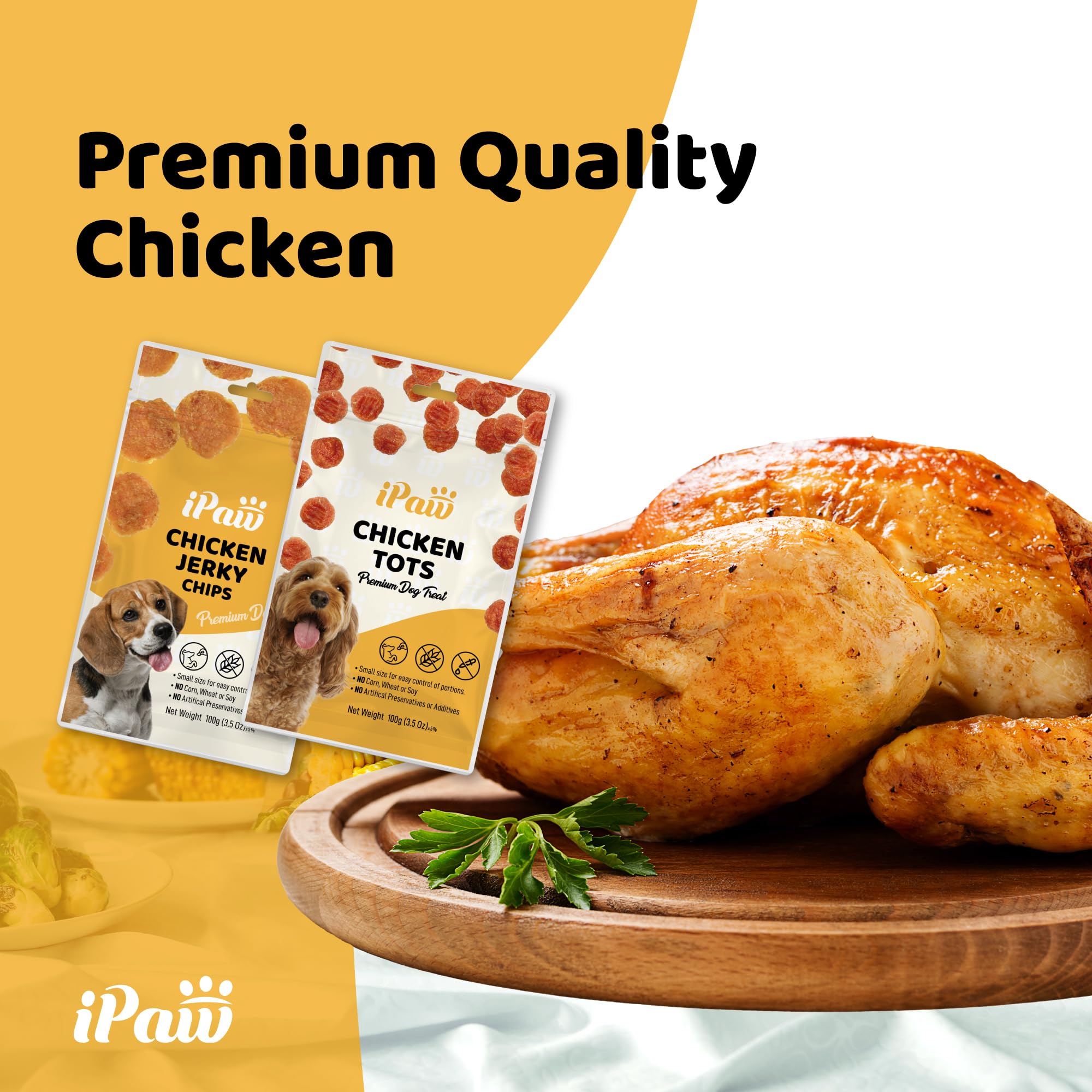 iPaw Tots Poulet texture ferme et arôme appétent pour sessions pratiques.