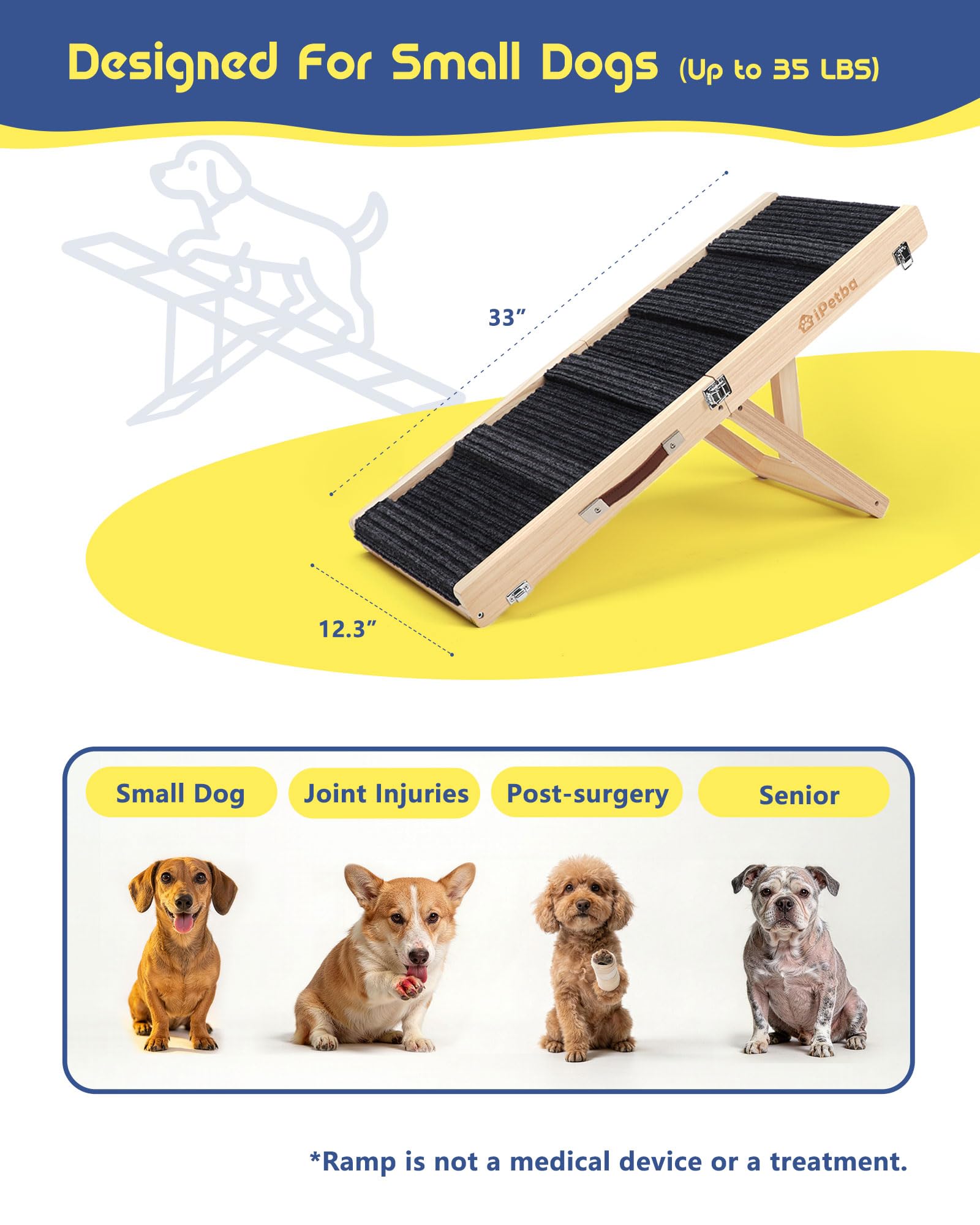 Rampe en bois pin naturel iPetba offrant un support stable.