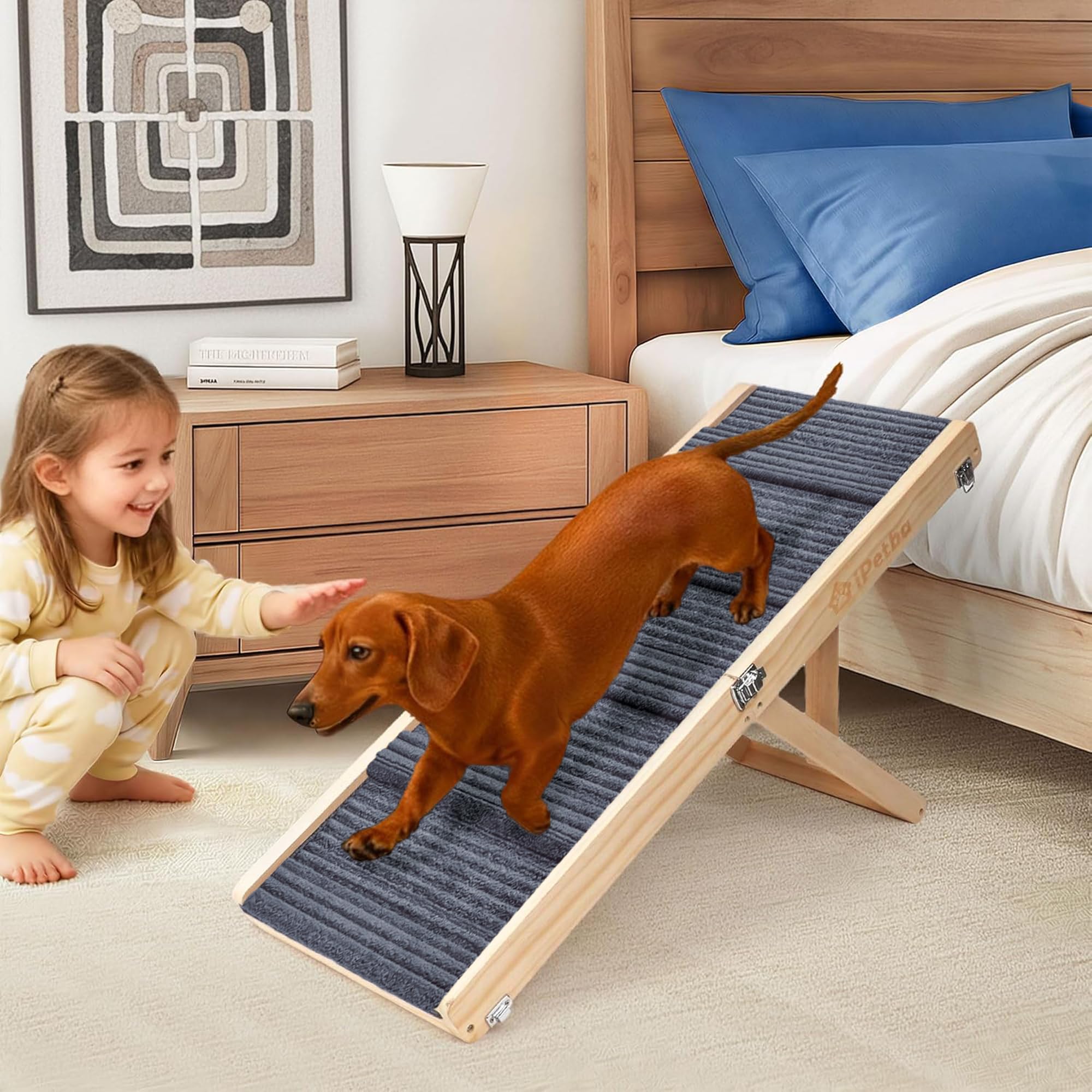 iPetba Rampe chien Canapé, incline douce pour monter sans effort sur le canapé.