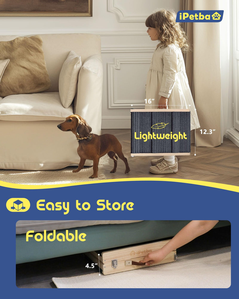 iPetba Rampe chien Utilisation intérieure sûre et adaptée à la maison.