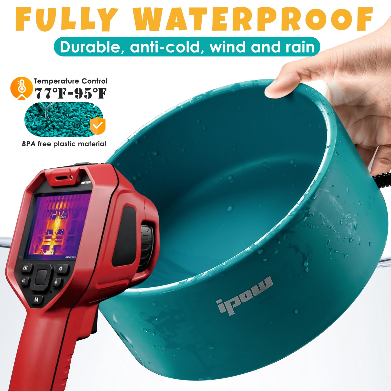 Bowl IPOW d'extérieur robuste et sans BPA, idéal pour chiens et chats.