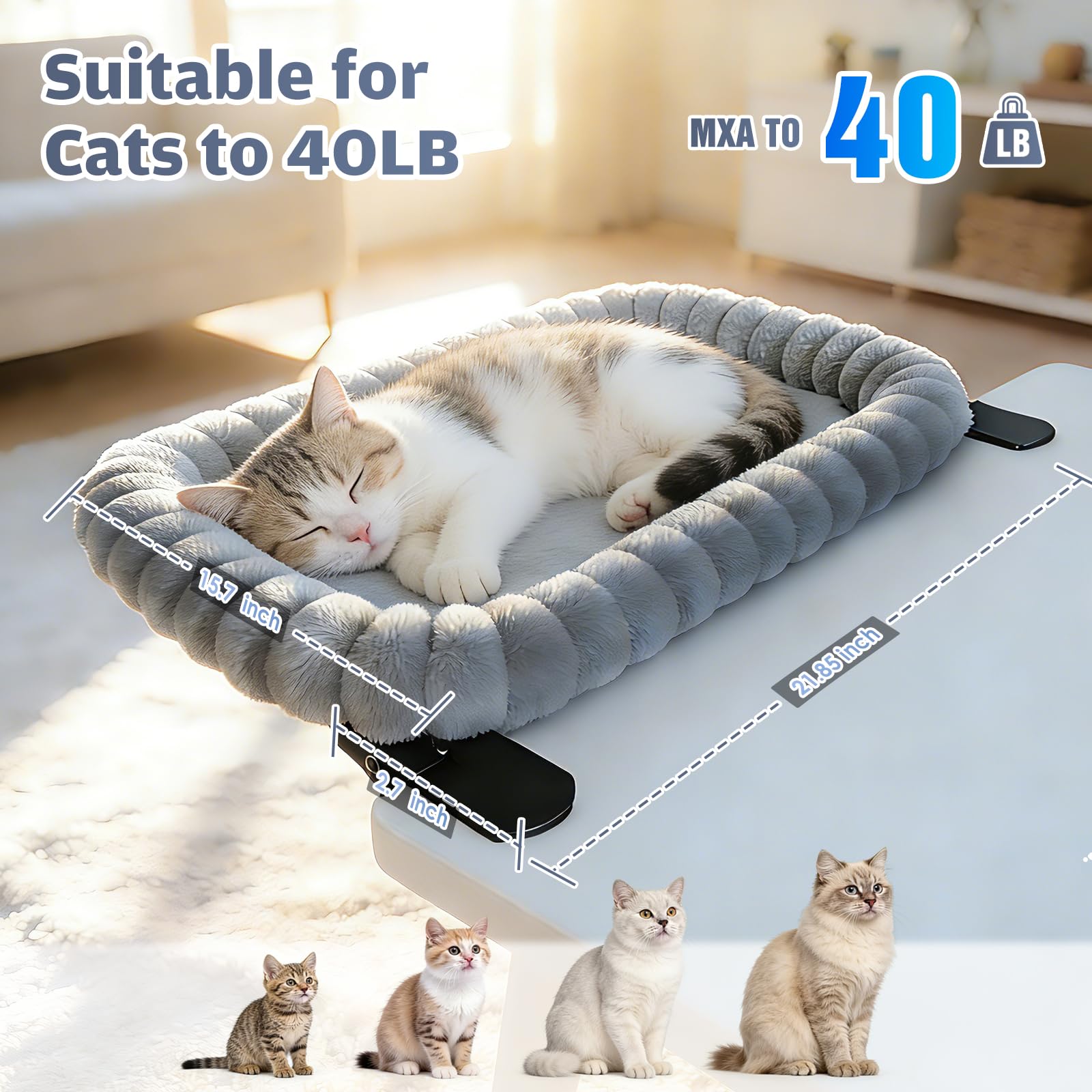 IPOW lit de chat avec fourrure ultra-douce pour un cocon chaleureux.