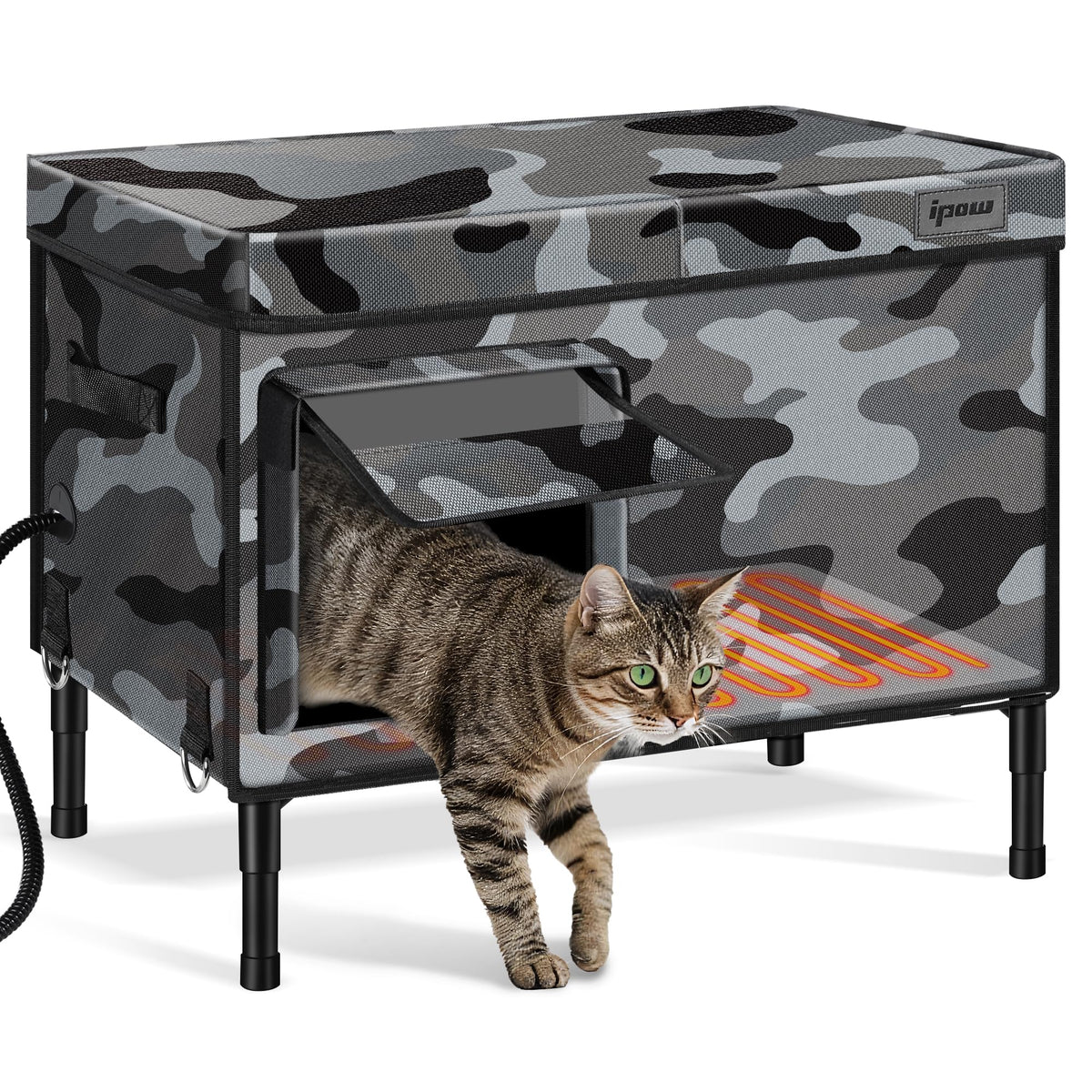 IPOW maison-chat exterieure 6 couches : design robuste et isolation thermique efficace.