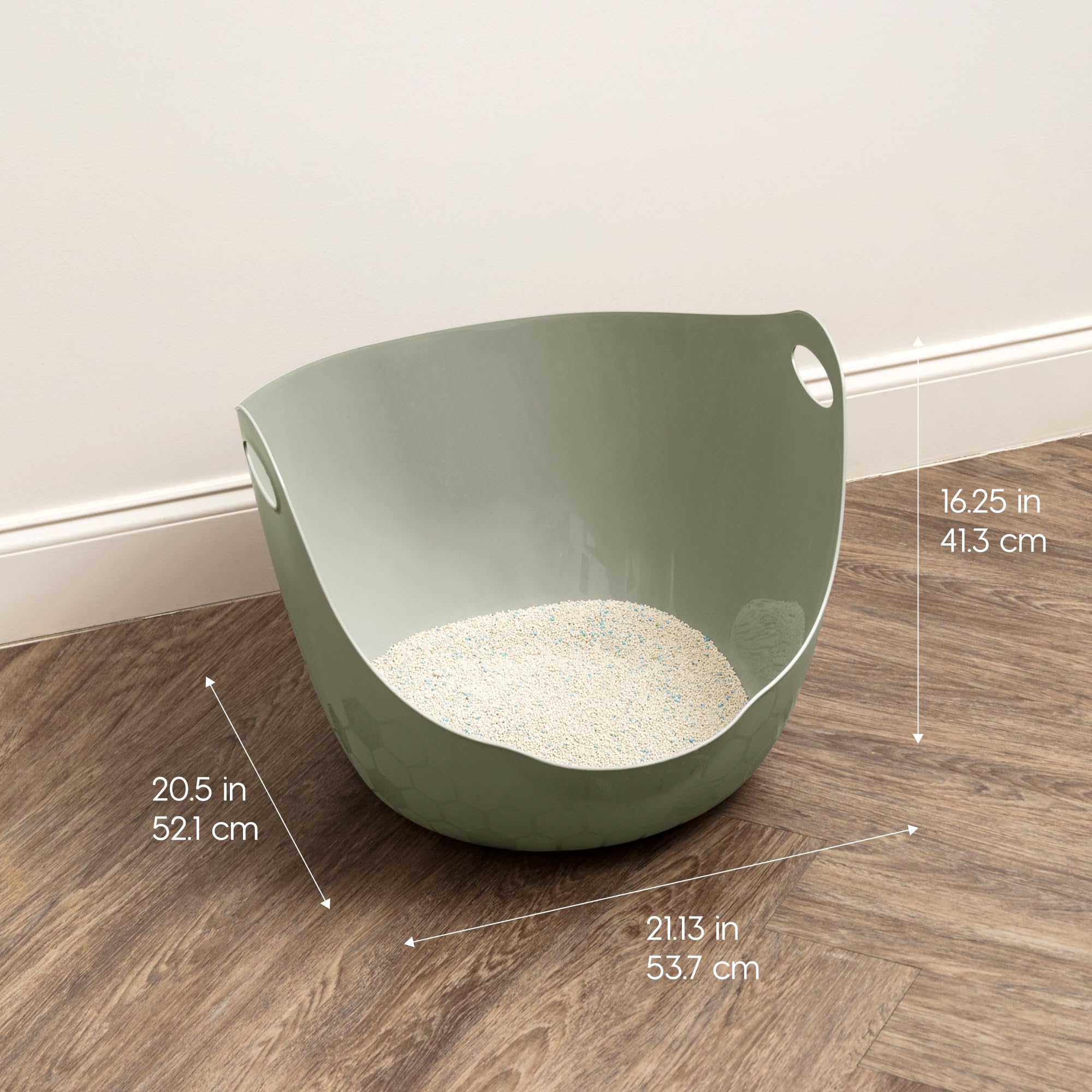 IRIS USA chat-litter-box poignees-ergo: transport facile et nettoyage sans effort.