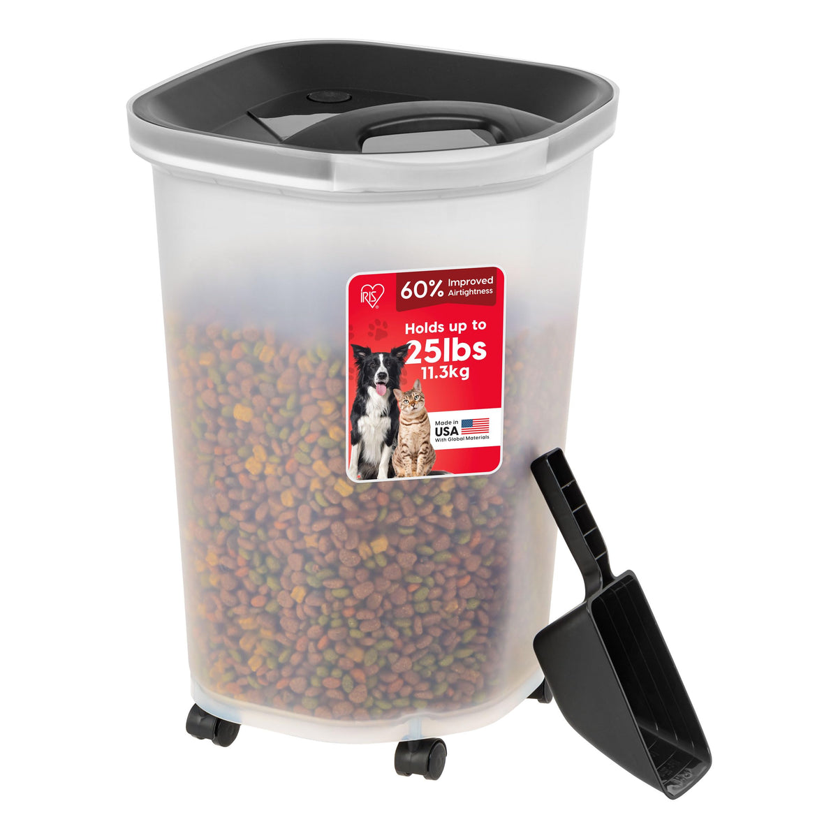 IRIS USA Conteneur alimentation animaux 25-lbs, garde les aliments secs frais et protégés.