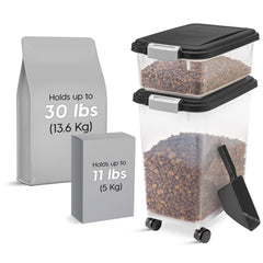 Conteneur Iris USA pour nourriture chat 11-lbs, niveau visible en un coup d'œil.