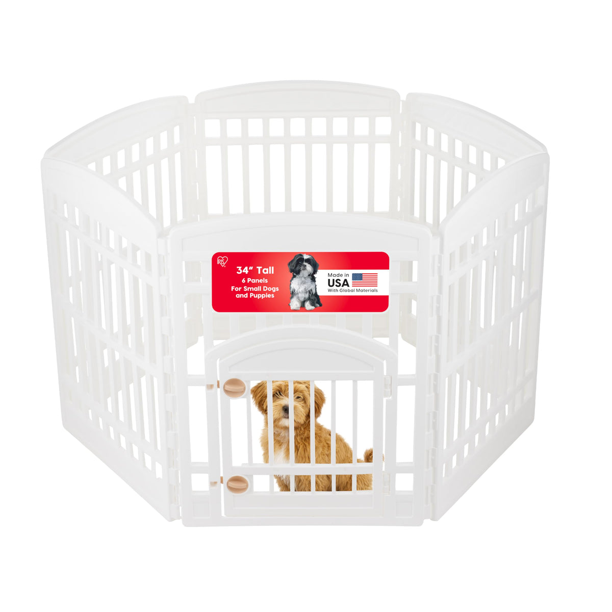 IRIS USA enclos chien avec porte, espace sécurisé pour jeux quotidiens.