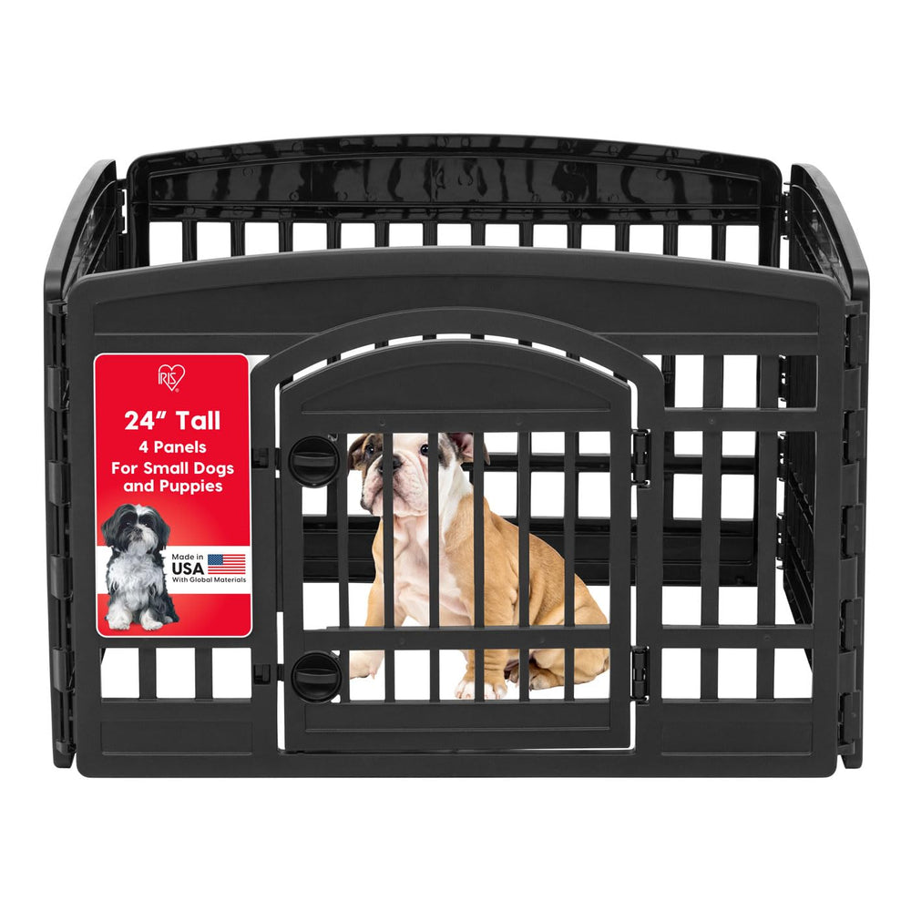 IRIS USA enclos chien porte intégrée, accès pratique pour petits chiens.