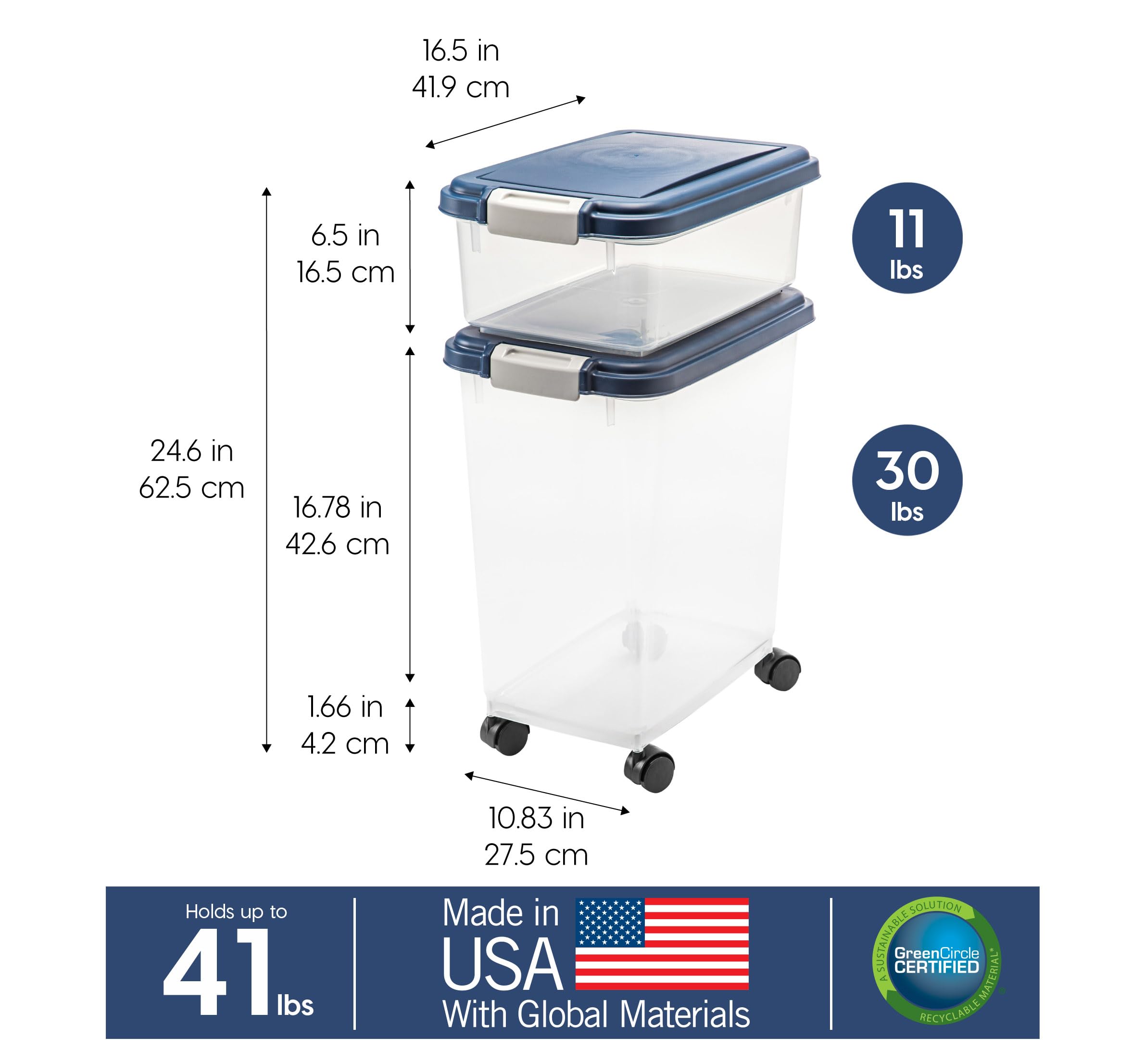 IRIS USA système empilable 30lb et 11lb, économie d'espace.