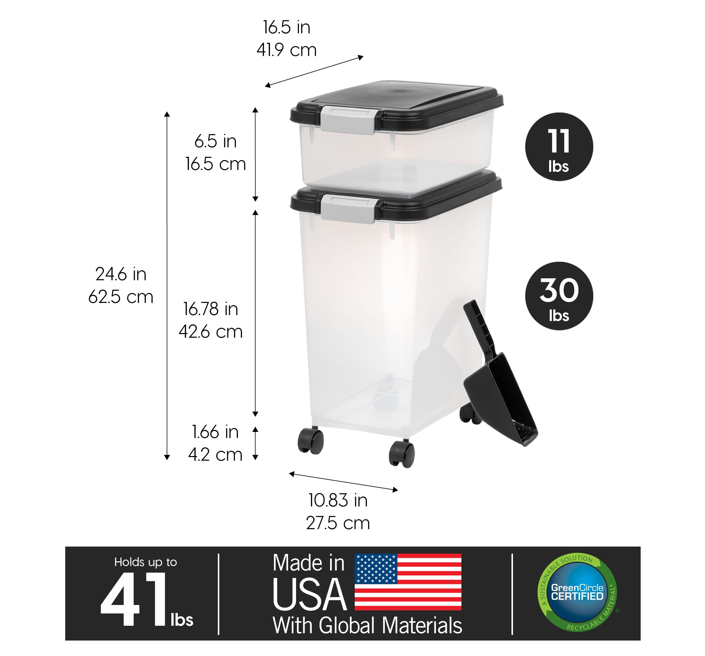 Ensemble Iris USA avec roulettes, déplacement facile du stockage pour croquettes.