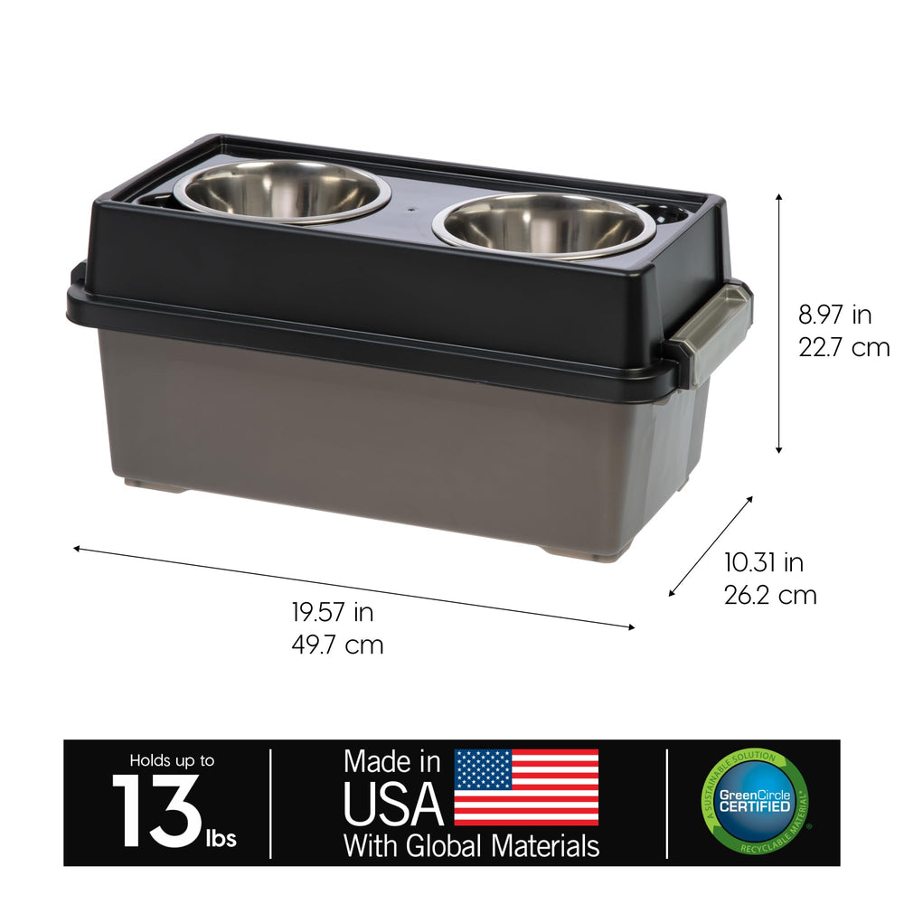 Iris USA gamelles surélevées avec rangement: hauteur adaptée pour les chiens et déplacements.