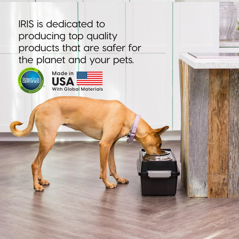 Iris USA gamelles surélevées avec rangement: idéal pour le camping et les voyages.