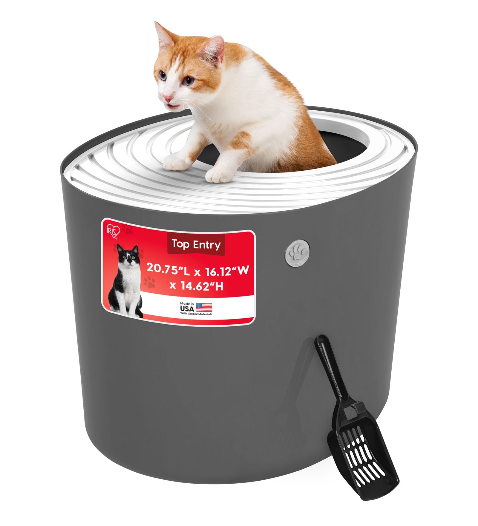 IRIS USA grand bac litière avec entrée haut, espace confortable pour chat.