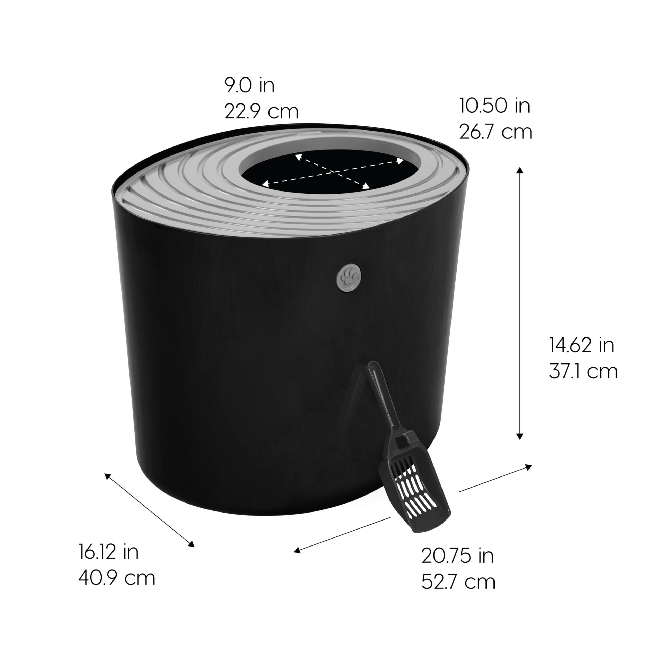 IRIS USA litière avec couvercle lisse pour nettoyage rapide.
