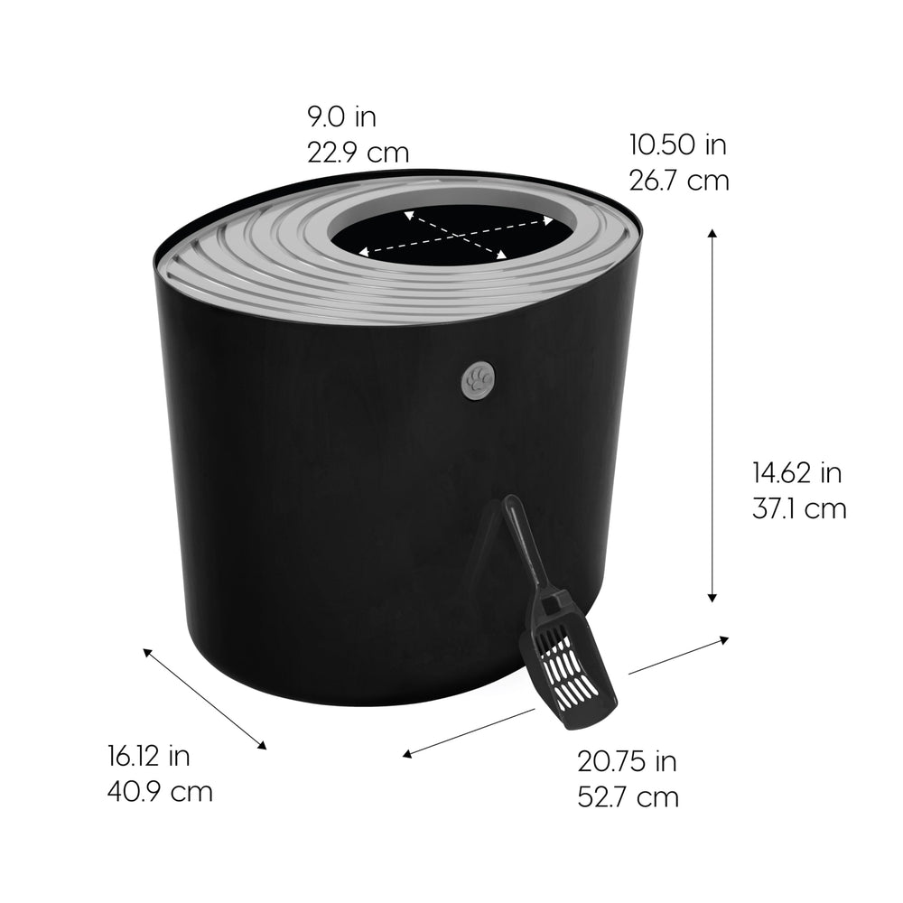 IRIS USA litière avec couvercle lisse pour nettoyage rapide.