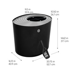 IRIS USA litière avec couvercle lisse pour nettoyage rapide.