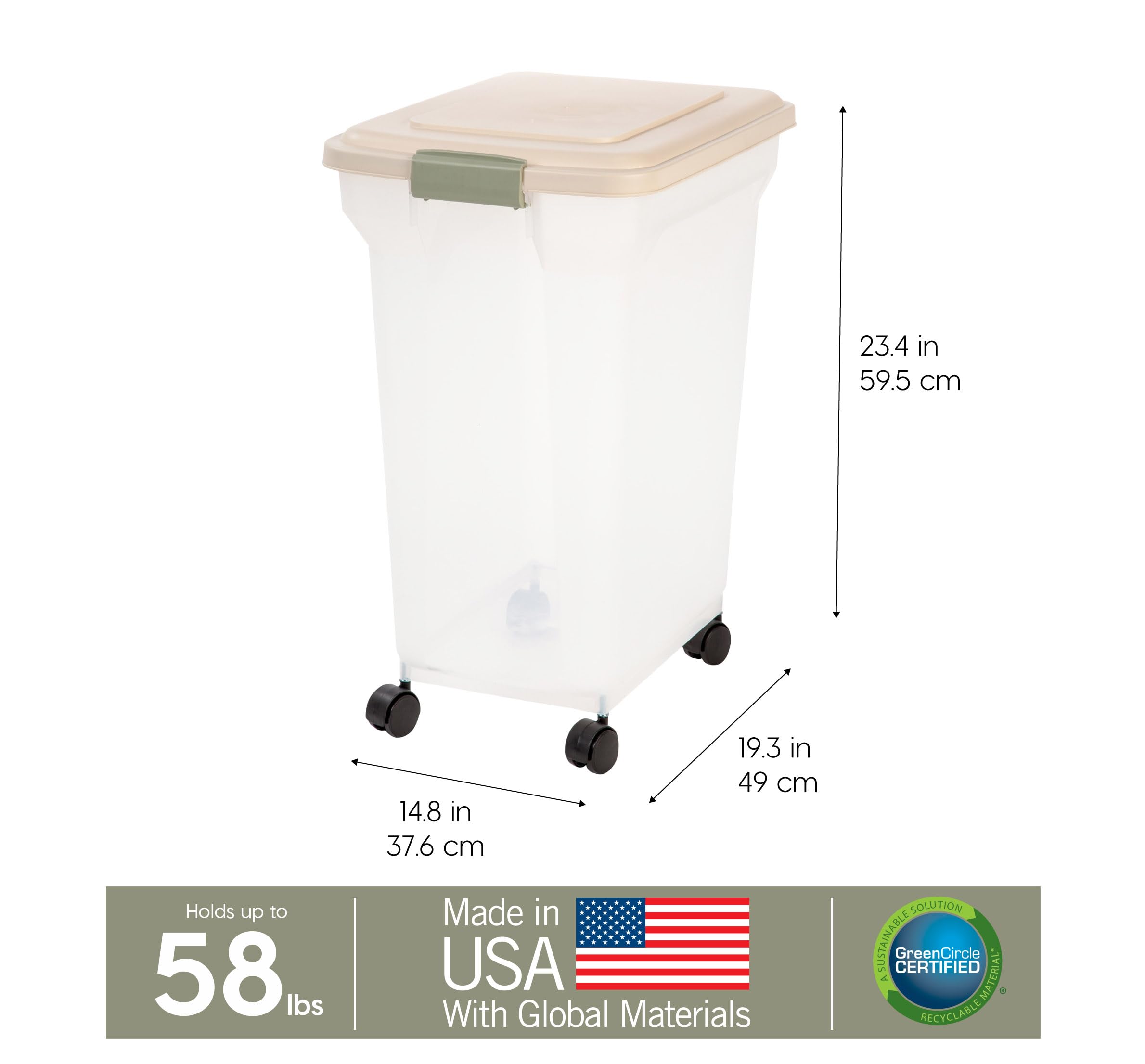 Roues attachables Iris USA pour déplacer le conteneur facilement.