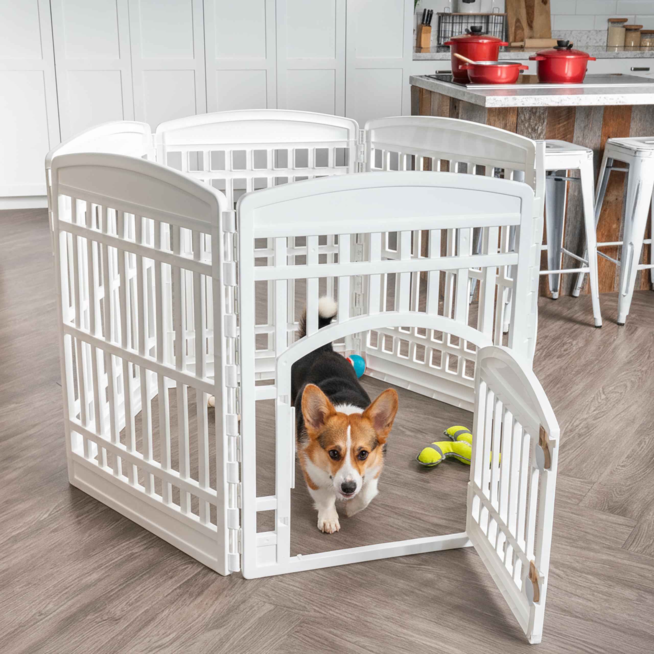 IRIS USA utilisation intérieur extérieur, enclos chien prêt à l’emploi.