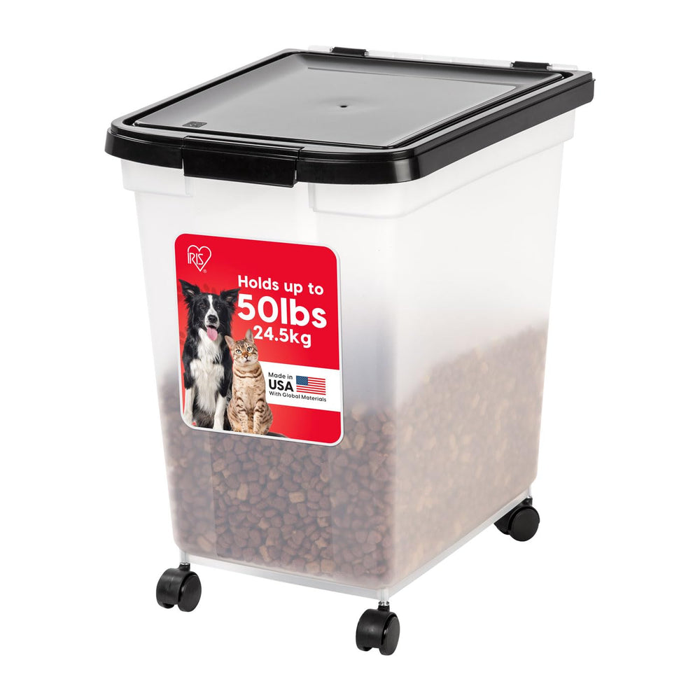IRIS WeatherPro conteneur d'aliments pour chiens et chats, corps translucide pour vérifier le niveau.