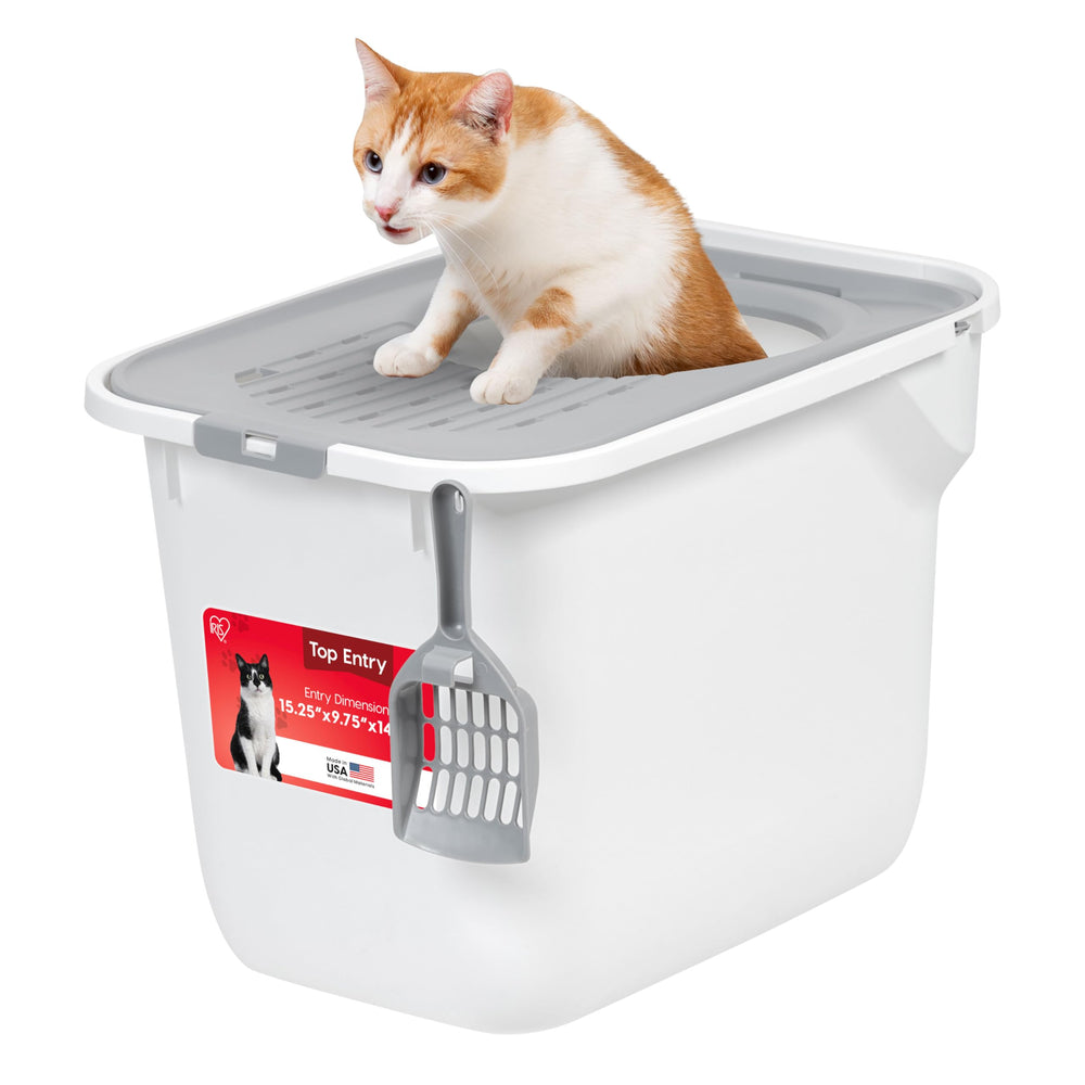 IRIS USA Top-entry: couvercle et entrée supérieure pour l'intimité du chat.