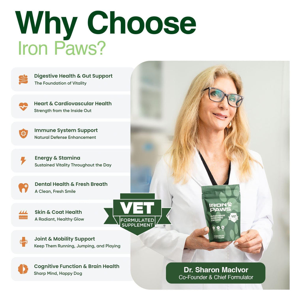 Iron Paws poudre greens pour chiens sensibles et soutien nutritionnel potentiel