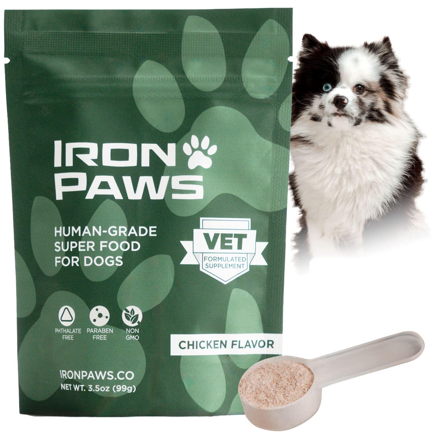Iron Paws poudre greens soutient la sante dentaire et haleine plus fraiche