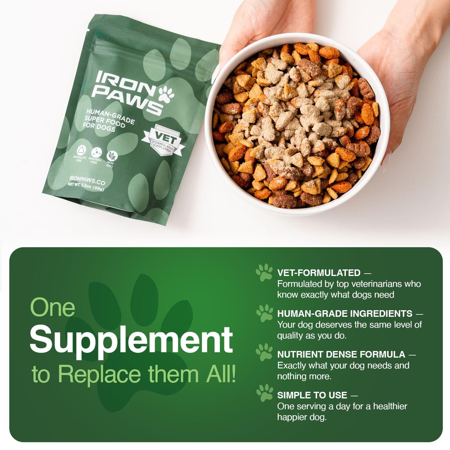 Iron Paws peau et poil éclatants grâce aux antioxydants.