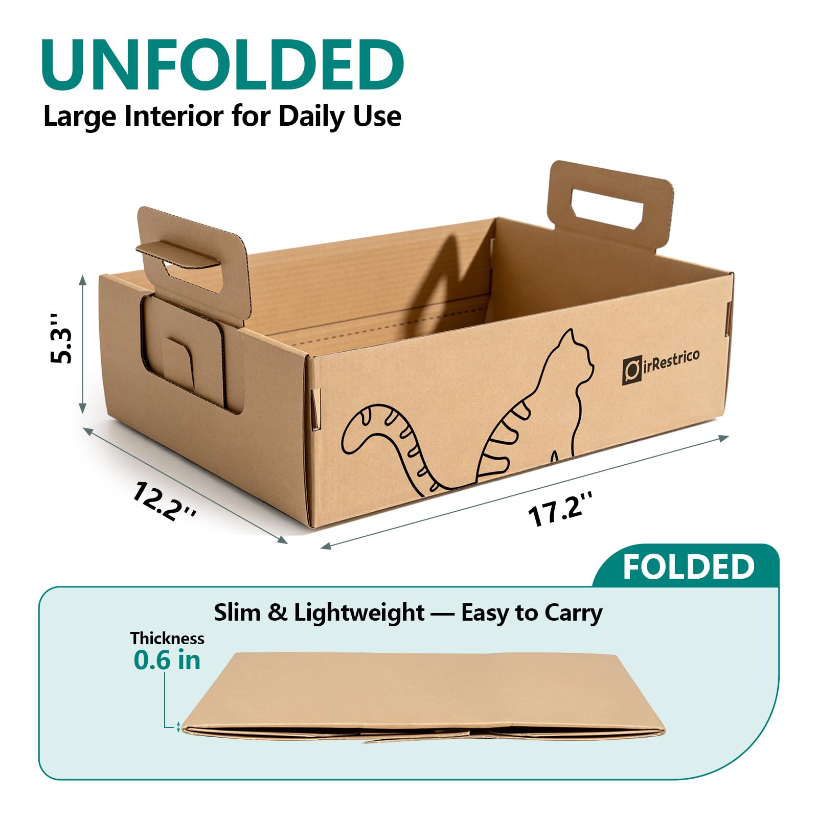 IRRESTRICO litière chat jetable carton recyclable, option éco-responsable pour la maison.