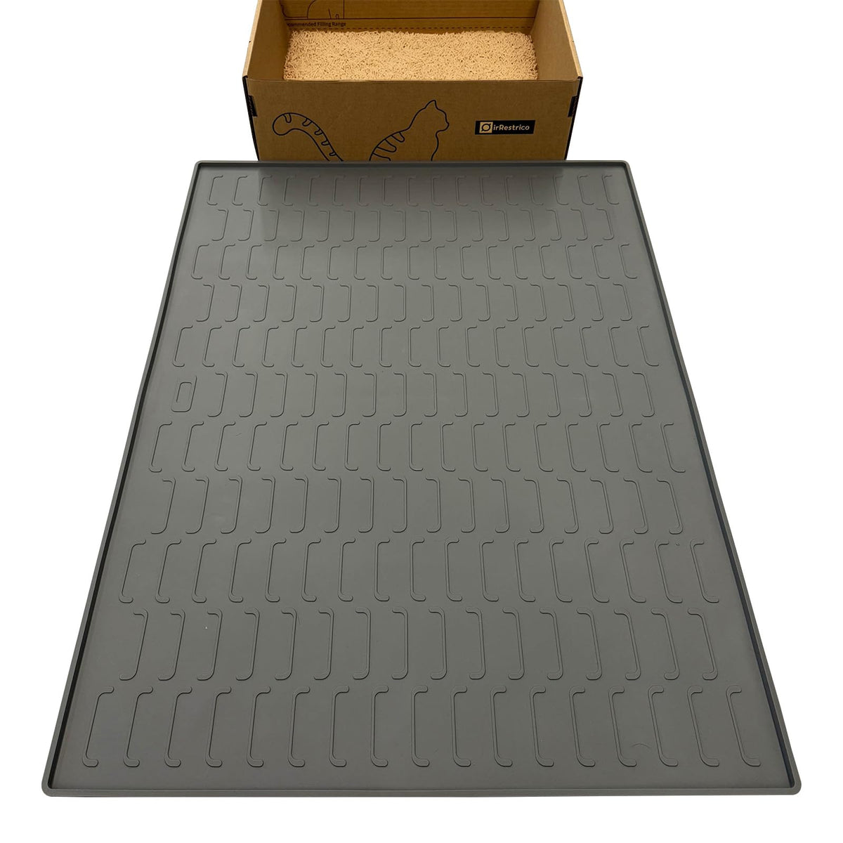 Tapis litière IRRESTRICO gris grand 32x24 protège les sols et capture les grains