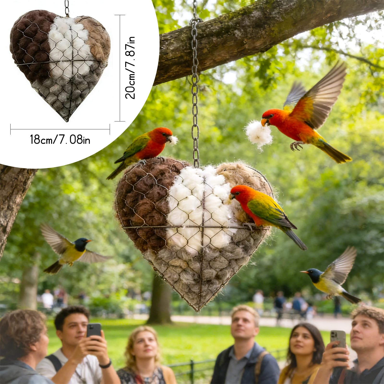 Irsnianianfa coeur-nid-deco-jardin: décoration charmante et matériaux d'accueil doux.