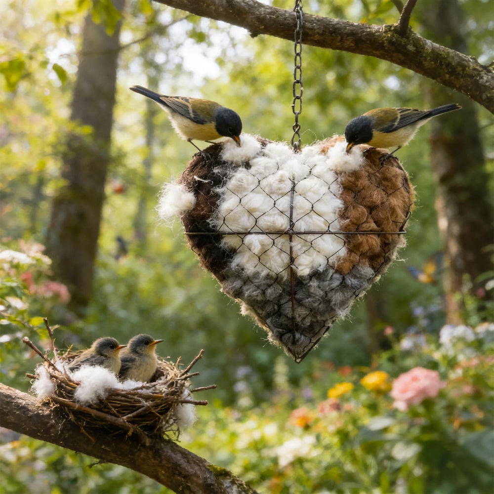 Irsnianianfa cœur-nid-fibres naturelles: abri chaleureux pour oiseaux sauvages.