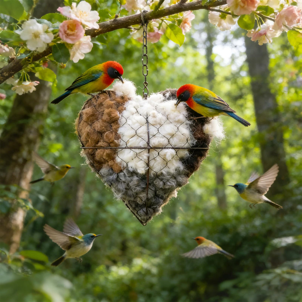 Irsnianianfa habitat-jardin-coeur-nid: espace sûr pour petits oiseaux.