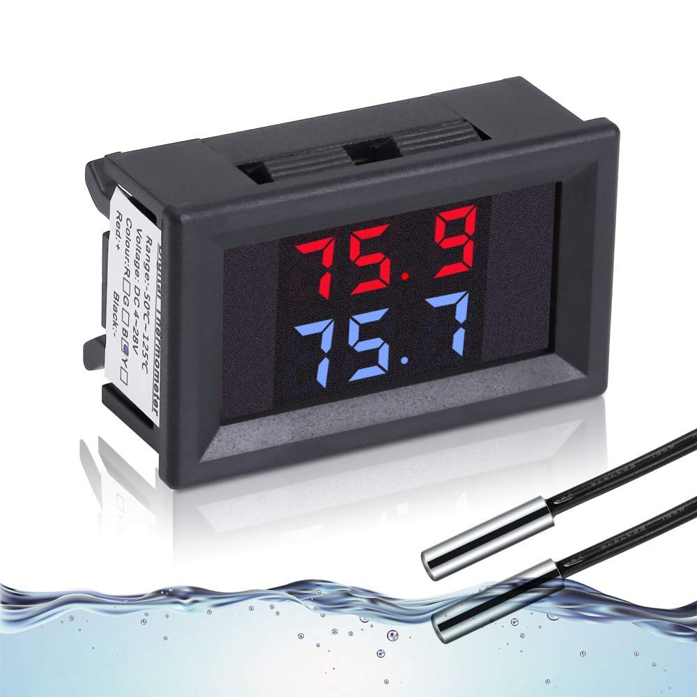 IS Icstation thermometre numerique avec affichage rouge et bleu lisible en lumière.
