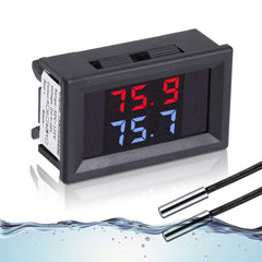IS Icstation thermometre numerique avec affichage rouge et bleu lisible en lumière.
