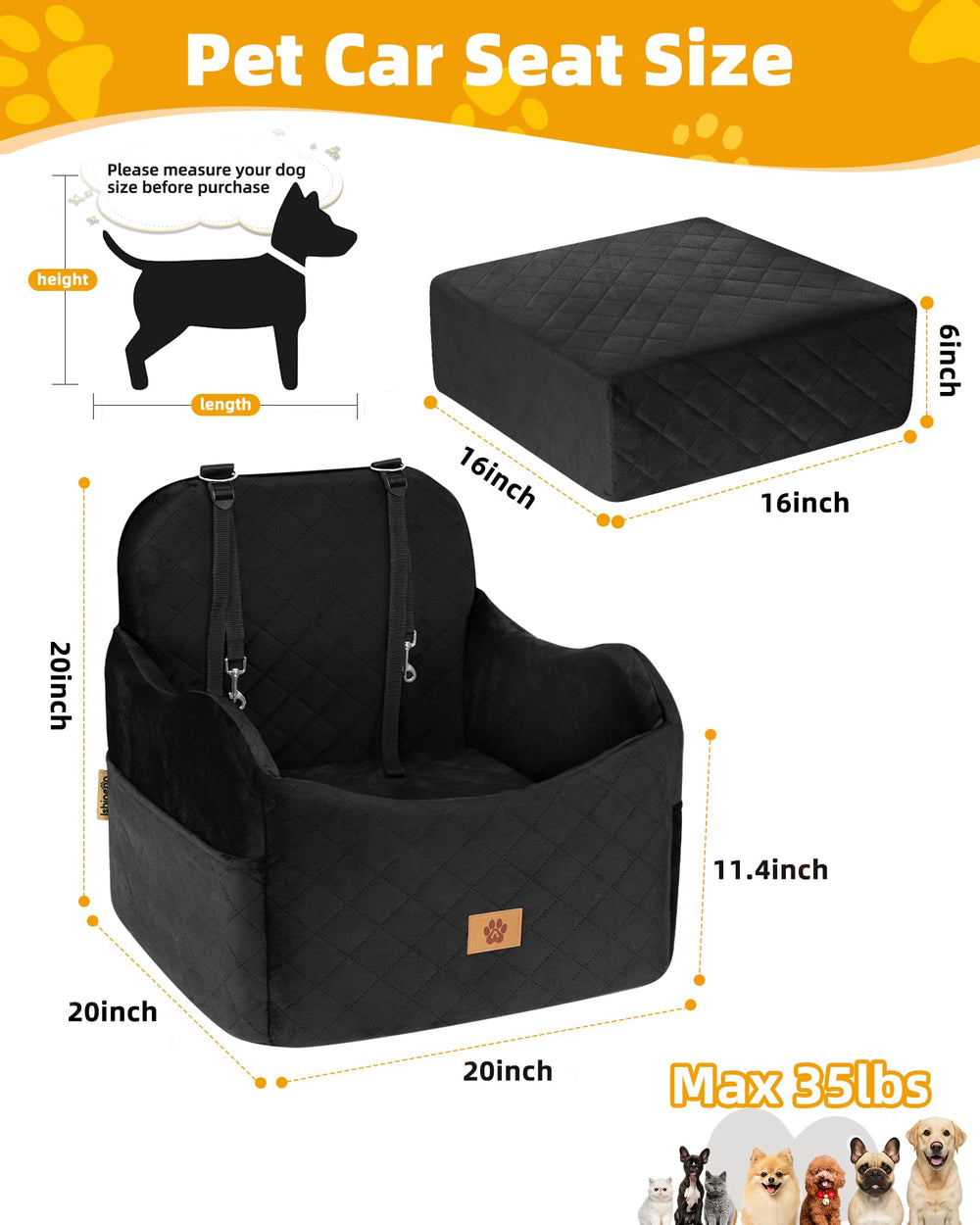 Ceinture de sécurité ajustable Ishineon pour maintenir le chien en sécurité.