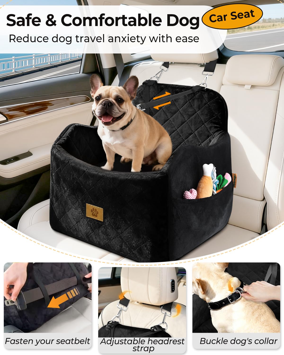Ishineon siege-auto-chien-hauteur-6-pouces: vue claire pour votre animal.