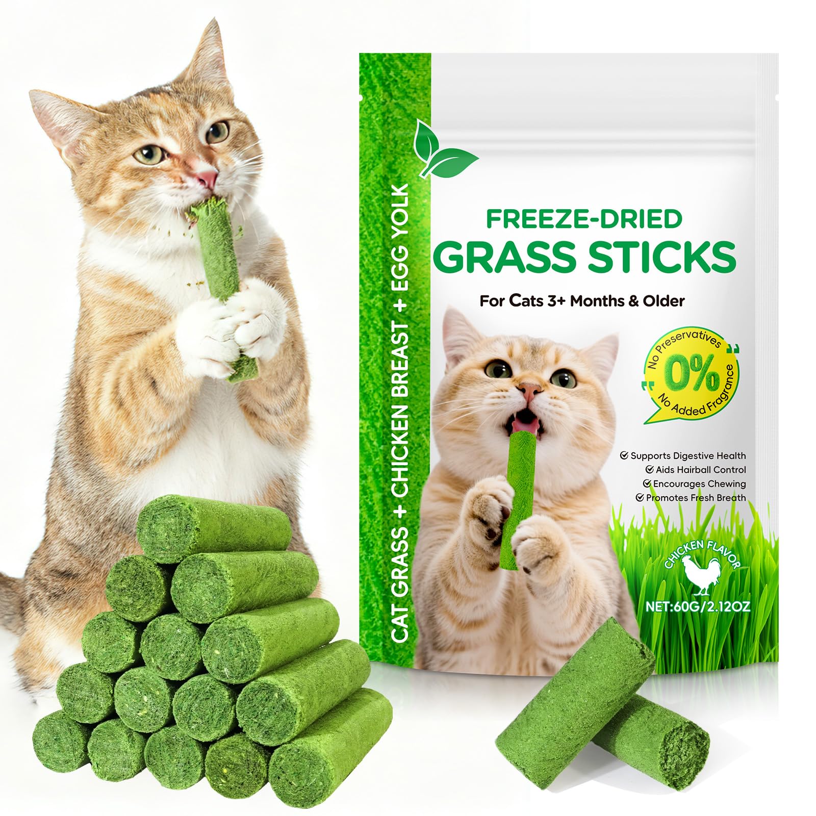 ISUNRISE bâtonnets herbe chat riche-proteines pour énergie et muscles
