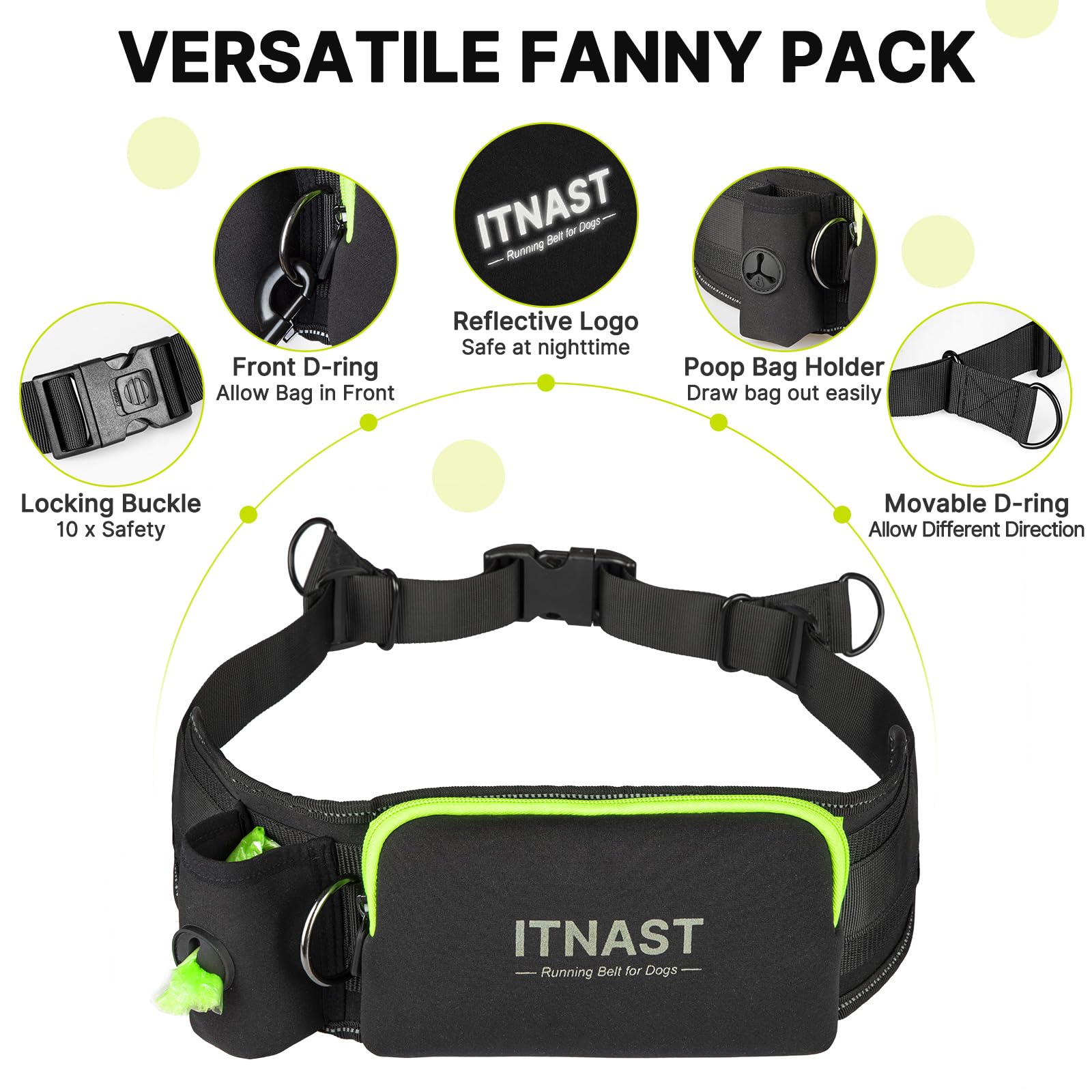 Ceinture ITNAST avec poches intégrées pour accessoires et essentiels.